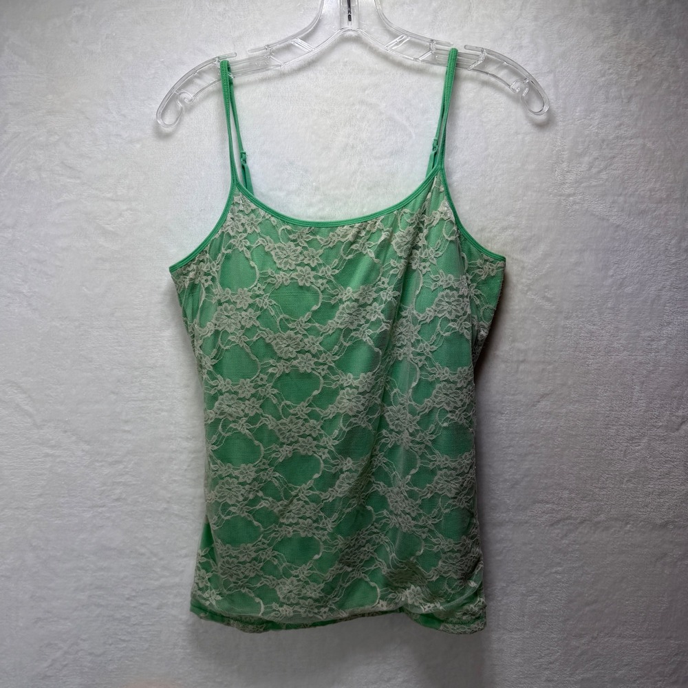 Express Sexy Stretch Mint Green Floral Lace Camisole V-Neck Tank Top‎